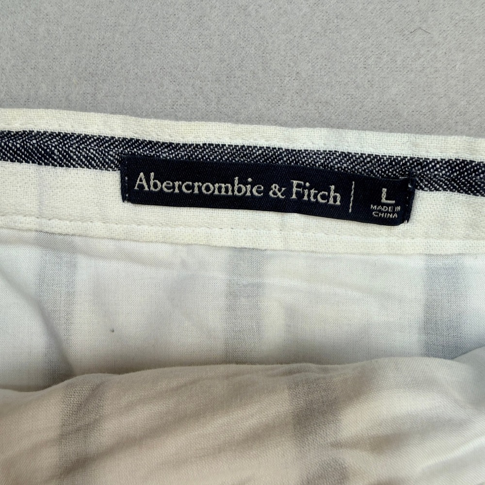 Abercrombie & Fitch Linen Blend Striped Wrap Mini Skirt white Navy Blue Large - Picture 3 of 8